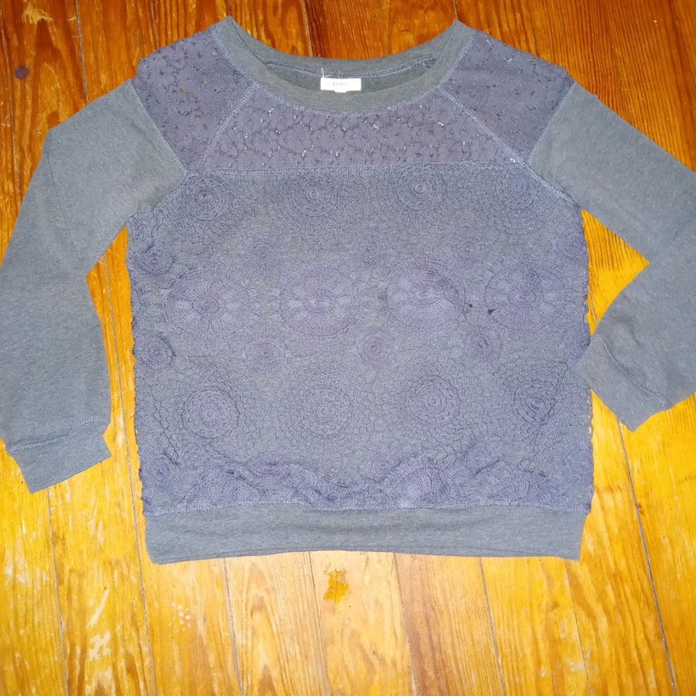 Super b Dark Marbled Navy embroidered Sweater Top